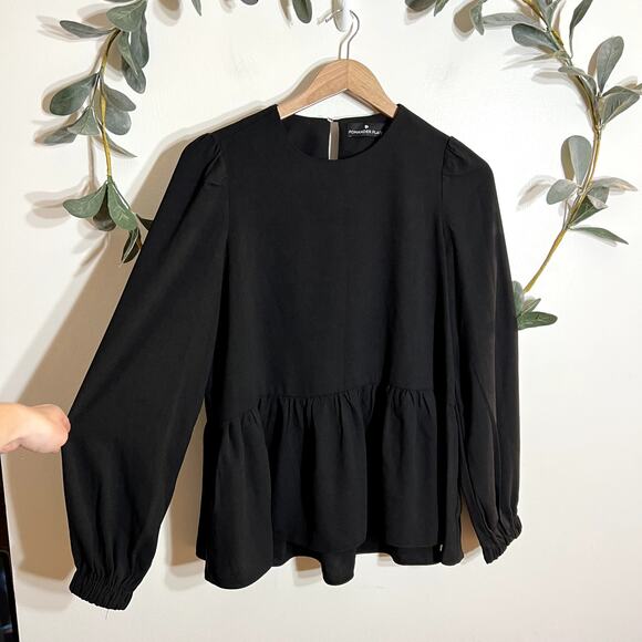 Pomander Place Black Peplum Blouse - Picture 1 of 4
